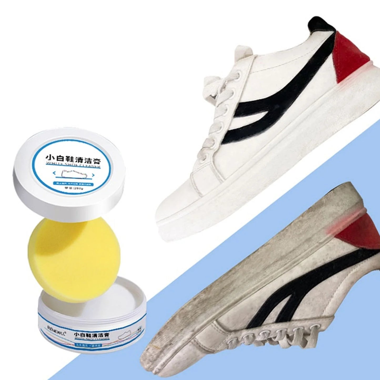 White Shoe Cleaner Polish with Sponge