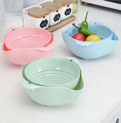 Household Double-layer Kitchen Vegetable Washing Fruit Basket.