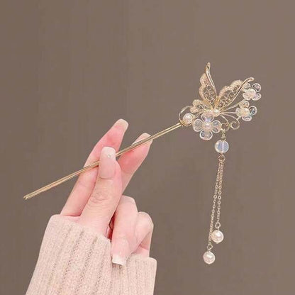 Vintage Style Butterfly & Flower Design Hair Stick
