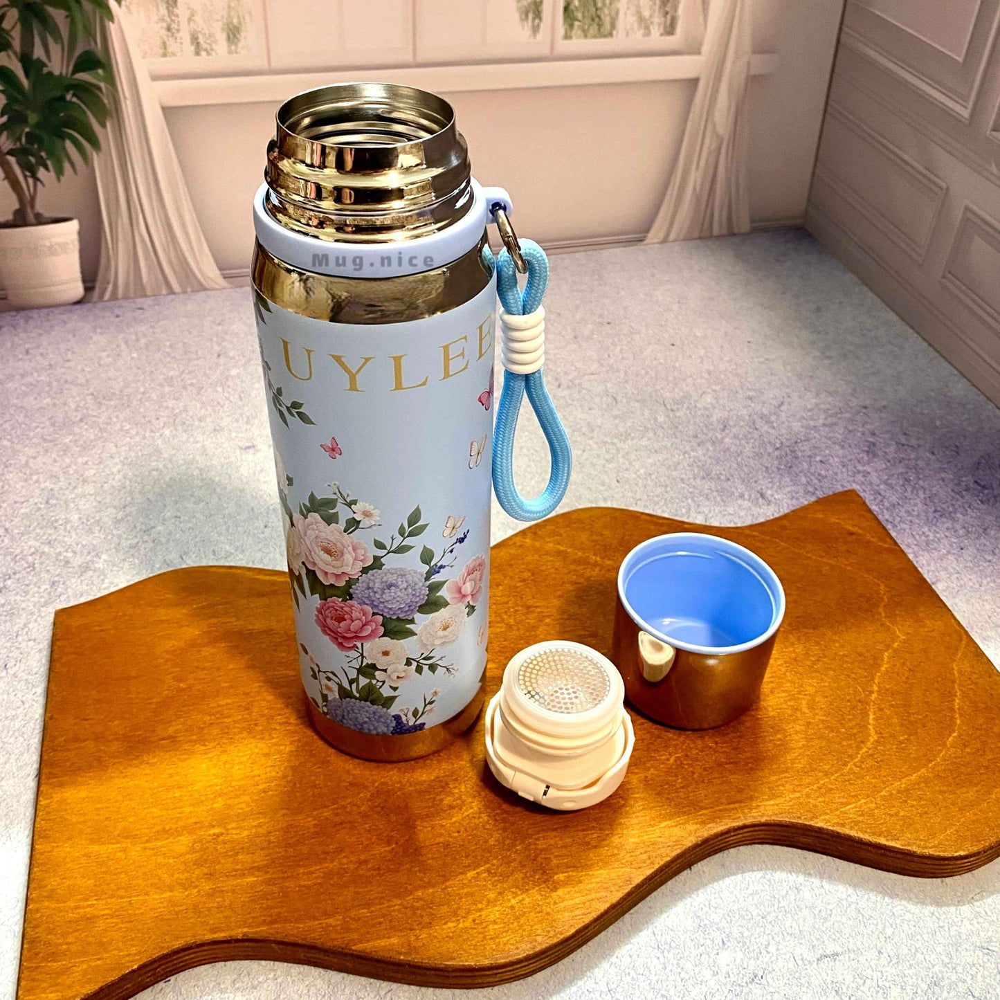 Stainless Steel Flower Printed Insulated Bottle