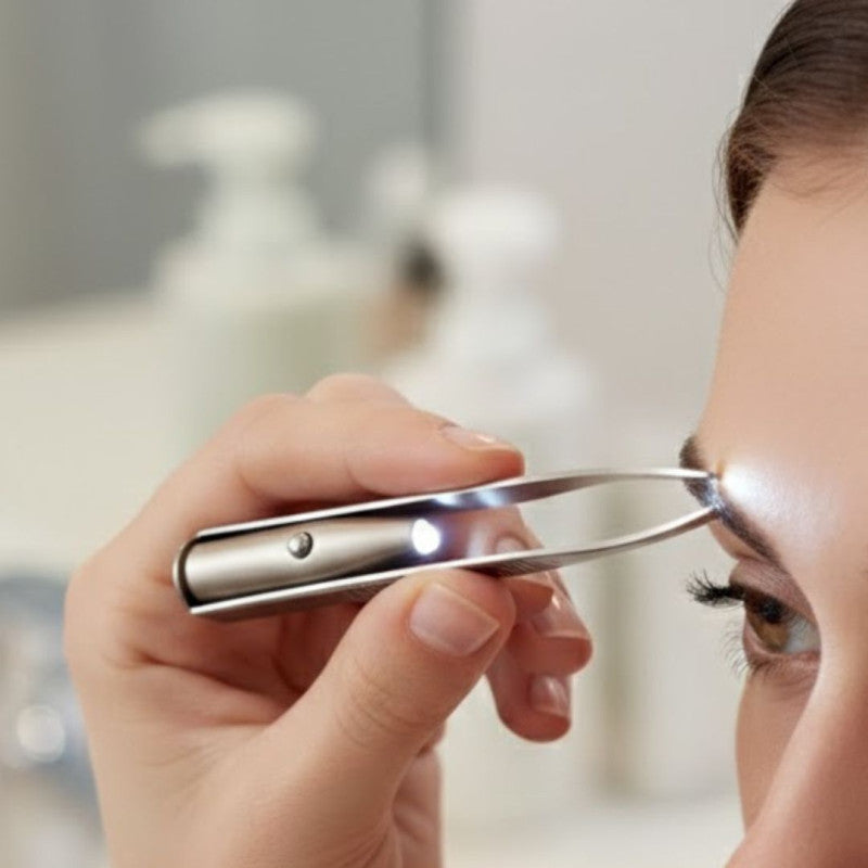 Stainless Steel LED Lighted Eyebrow Tweezer