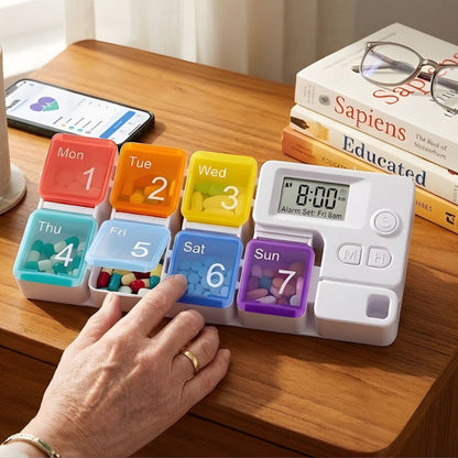 7-Day Smart Pill Organizer With Digital Reminder