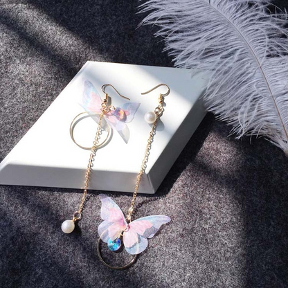 Pearl & Butterfly Wing Earrings