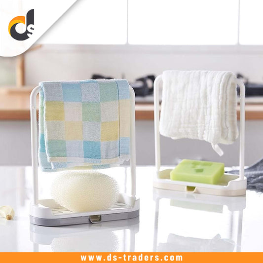 1PC Kitchen Sponge Rack with Towel Holder