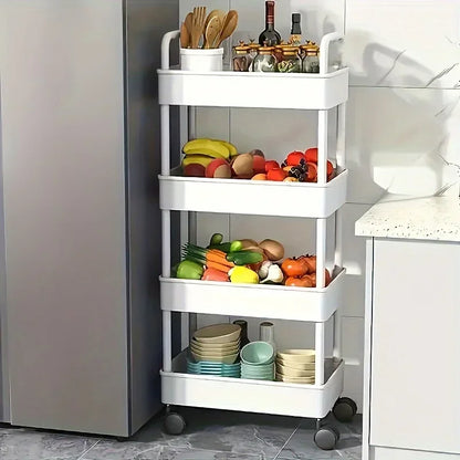 4 Tier MultiFunctional Storage Shelf Trolly with Rolling Wheels