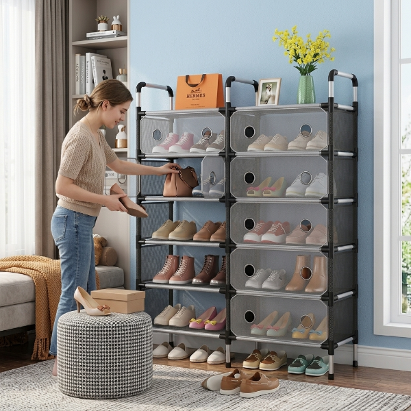 Double Door Dustproof Shoe Organizer