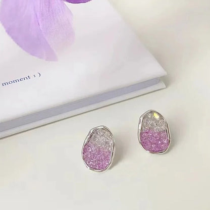Elegant Crushed Rhinestone Earrings
