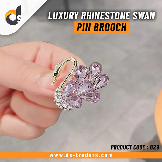 Luxury Rhinestone Swan Pin Brooch