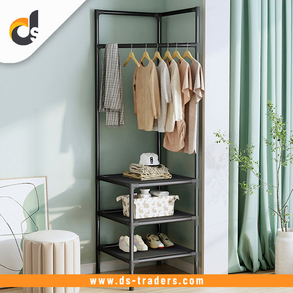 Corner Coat Rack With Mlti Storage Shelf Cabinet