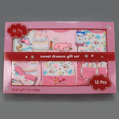 12 Pcs New Born Baby Clothing & Accessories Gift Box Set
