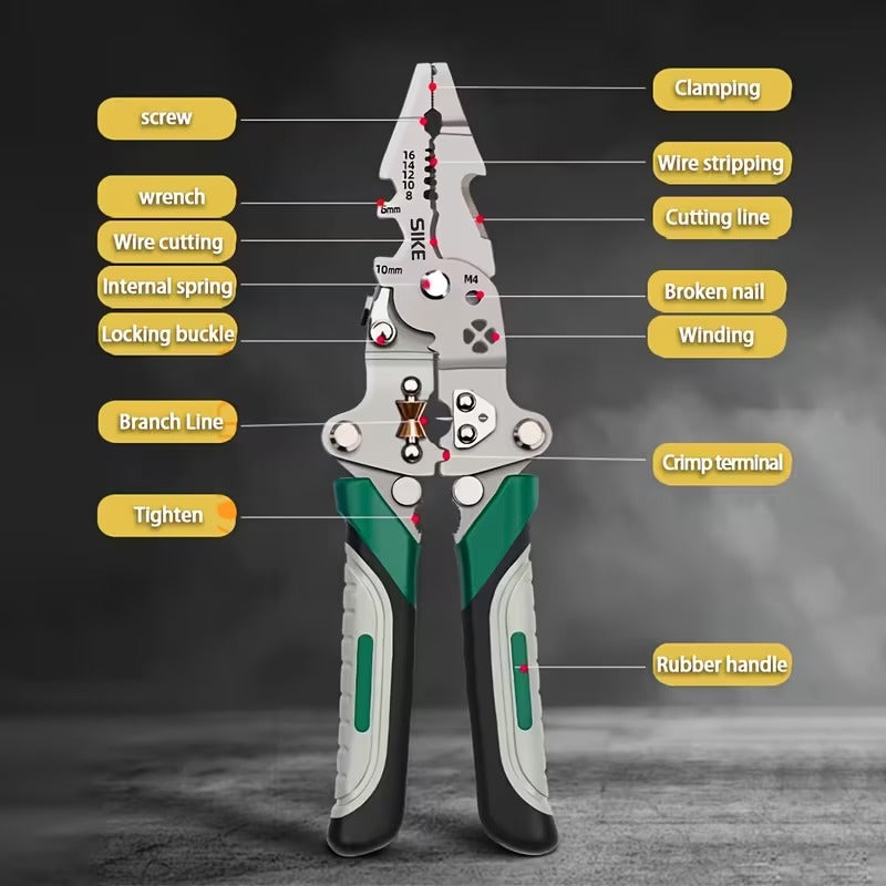 21-In-1 Foldable Wire Stripper Crimper Pliers