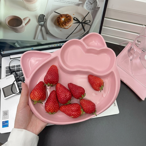 2Pcs Kitty Plate Set with Fork & Spoon