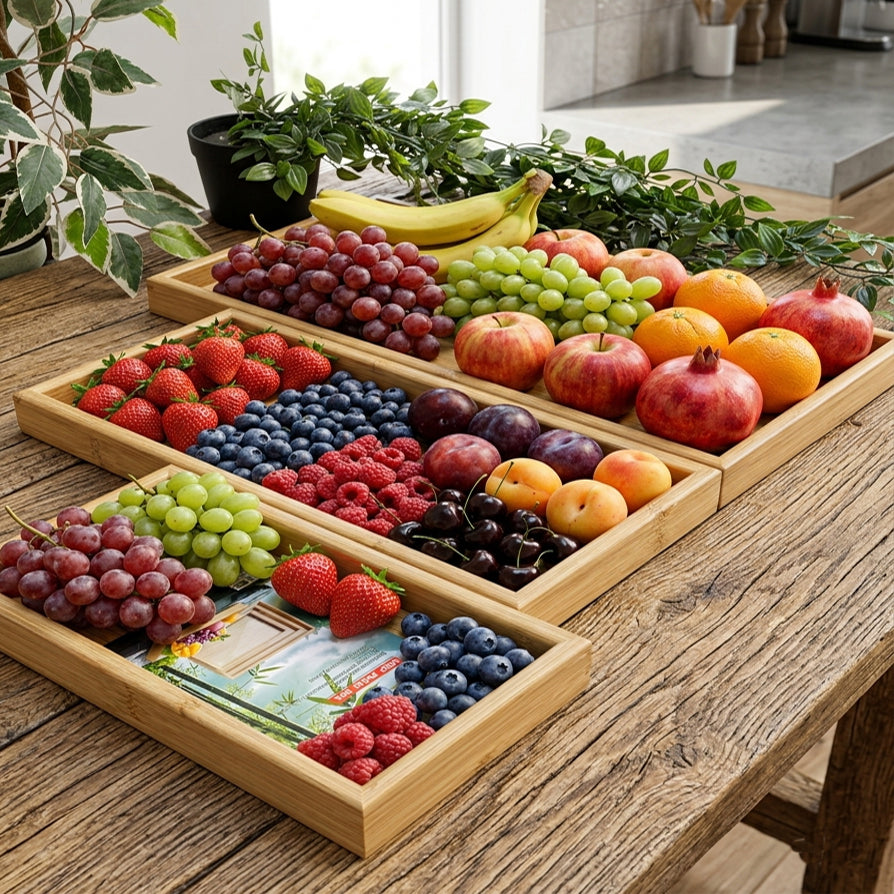 Set of 3 pcs Wooden Serving Trays