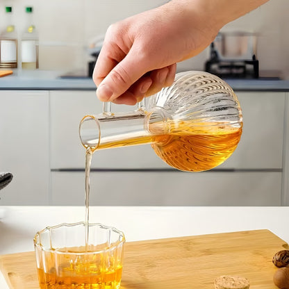 Elegant Glass Oil Dispenser with Wooden Stand