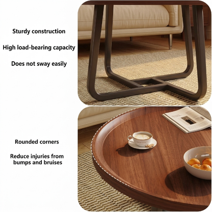 Elegant Round Wooden Sofa Side Table