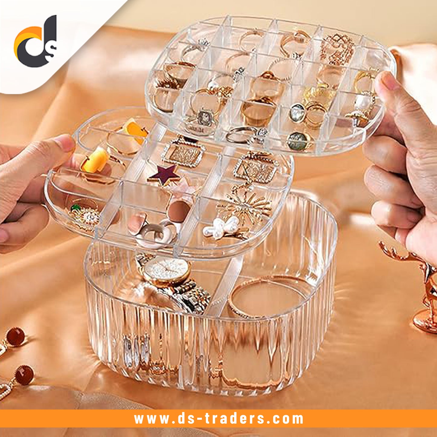 2 Layer Crystal Jewelry Storage Box