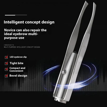 Stainless Steel LED Lighted Eyebrow Tweezer