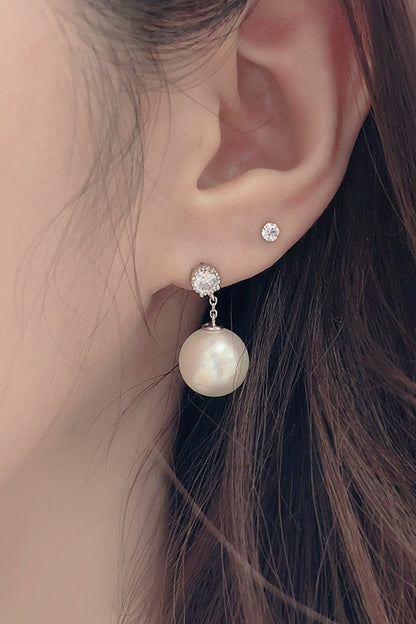 Elegant Diamond Pearl Earrings