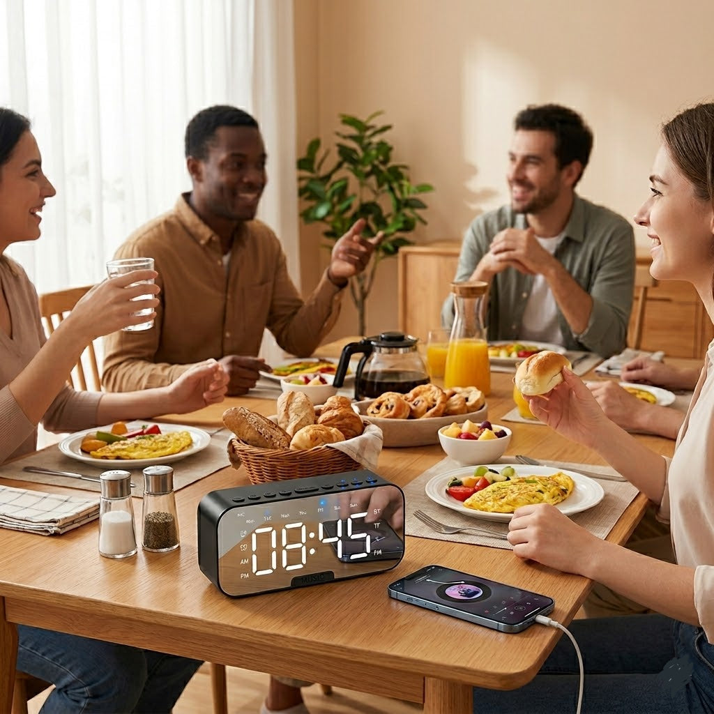 Wireless BT Speaker Digital Alarm Clock