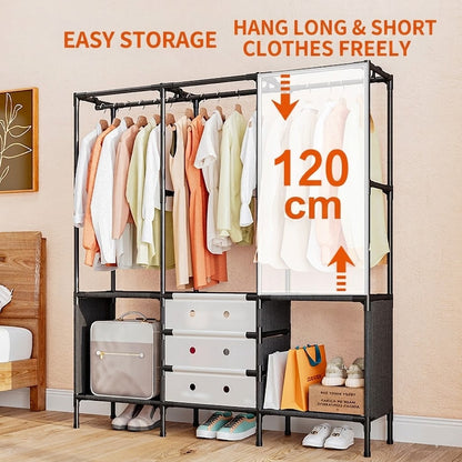 3 Row Metal Multifunctional Clothes Rack