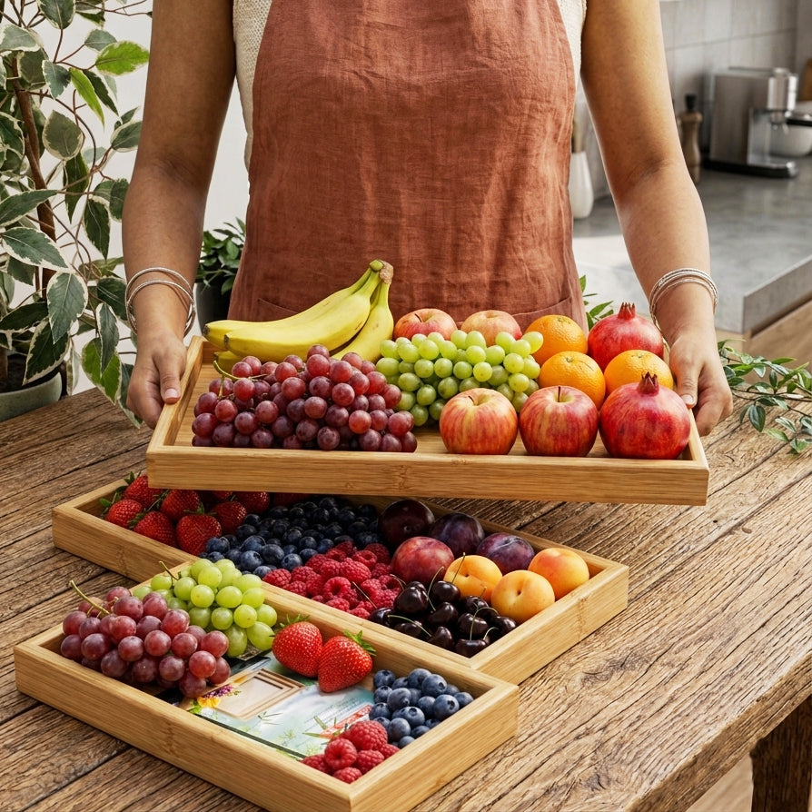 Set of 3 pcs Wooden Serving Trays