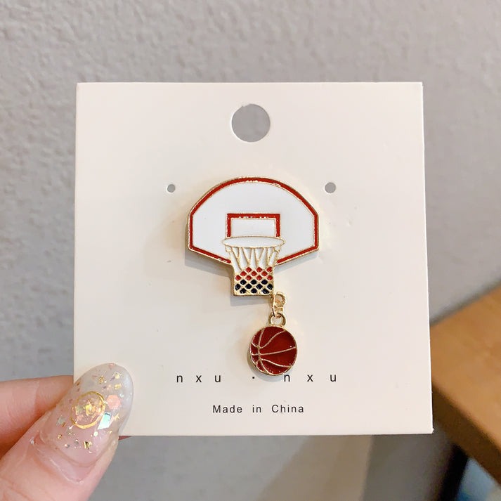 Alloy Fun Basket Ball Pin Brooch