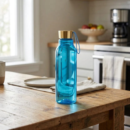 Golden Cap Plastic Water Bottle with Strap