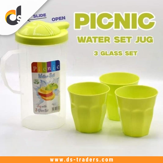 3PCs Plastic Water Jug & Glass Set