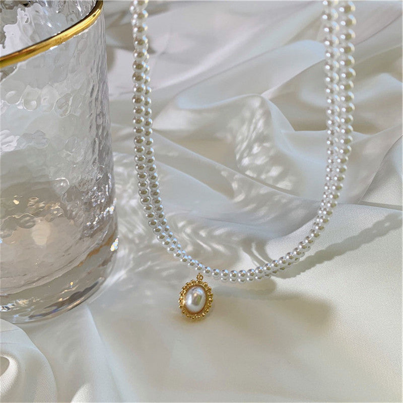 Double Layer Pearl Choker Necklace