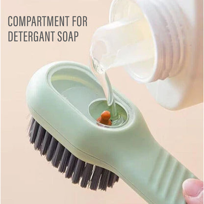 Multifunctional Cleaning Brush with Liquid Compartment | Soft Fur Brush with Soap Dispenser