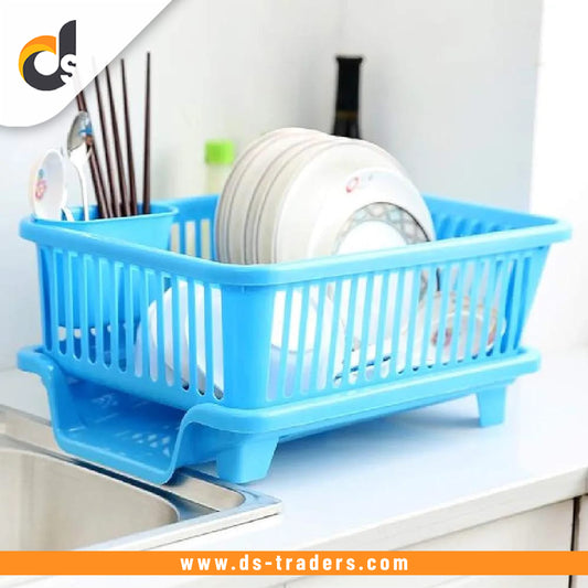 3 in 1 Large Durable Plastic Kitchen Sink Dish Drainer Rack
