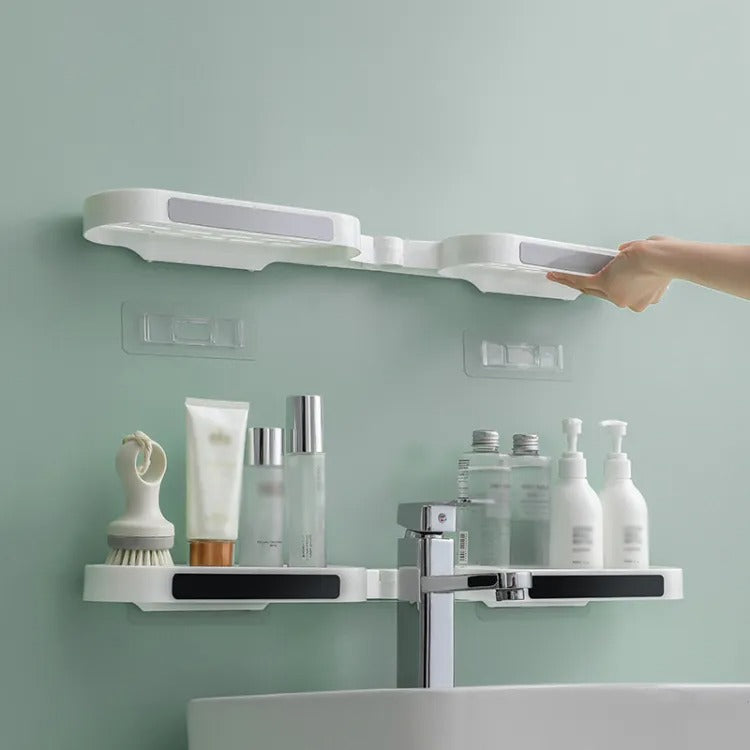 Self Adhesive Punch-Free Bathroom Revolving Rack Wall-Mounted