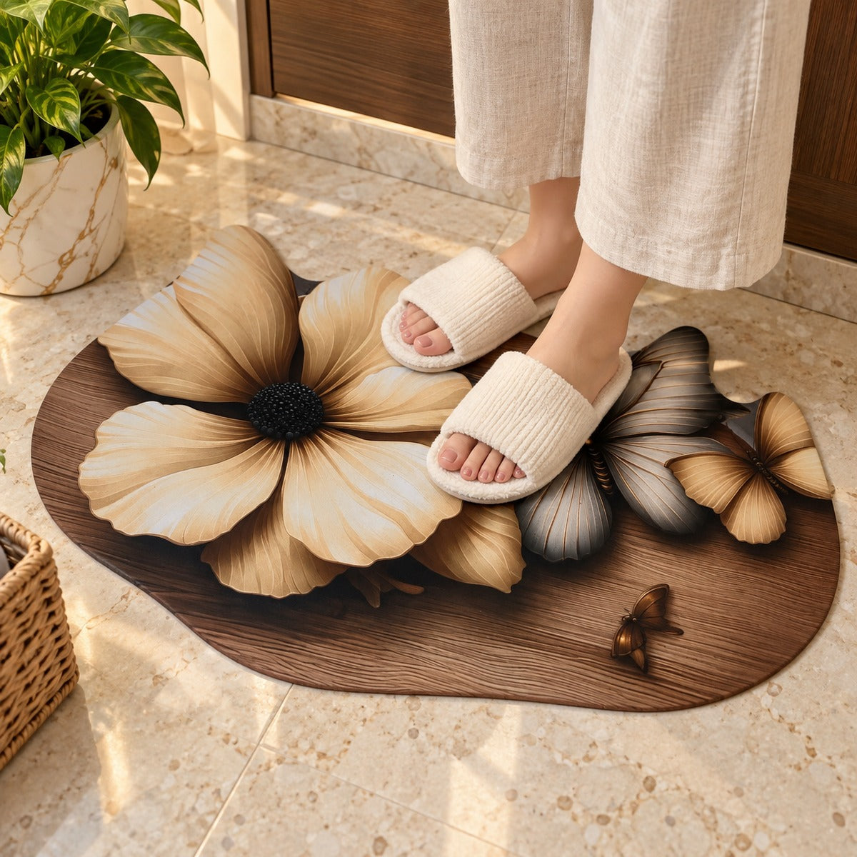 Luxury Floral Butterfly Door Mat (Random Design)