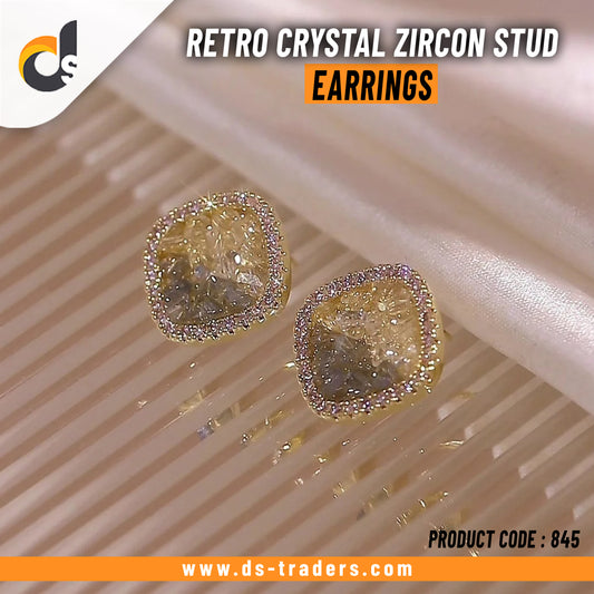 Retro Crystal Zircon Square Stud Earrings