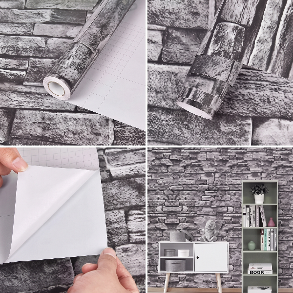 Self Adhesive Gray Brick Marble Sheet