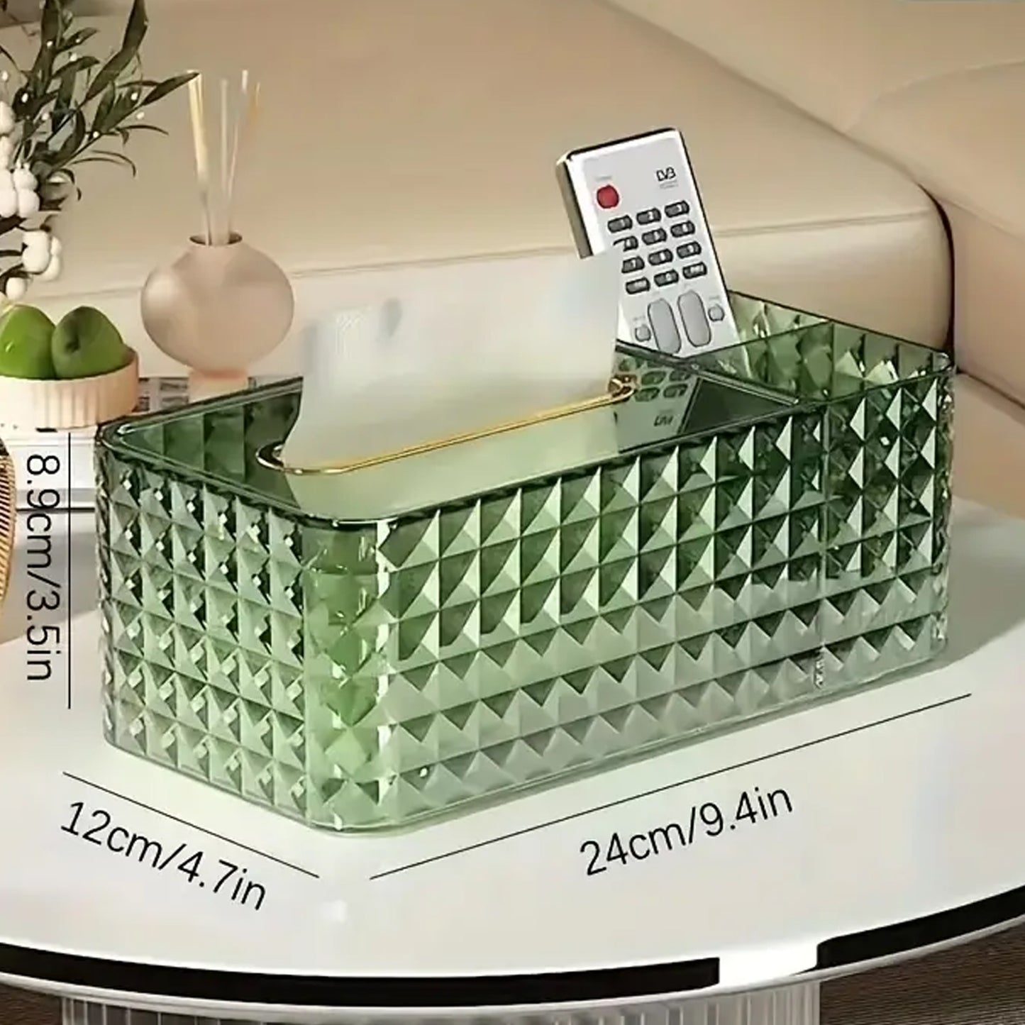 Acrylic Tissue Box Holder with Storage Compartments