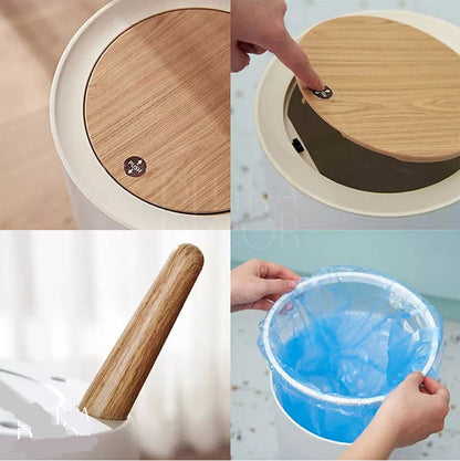 Multipurpose Round Push Type Trash Bin With Lid