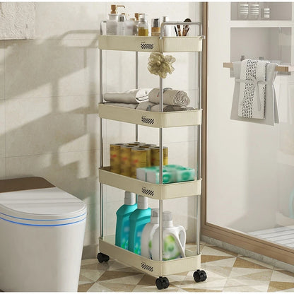 4 Tier MultiFunctional Storage Shelf Trolly with Rolling Wheels