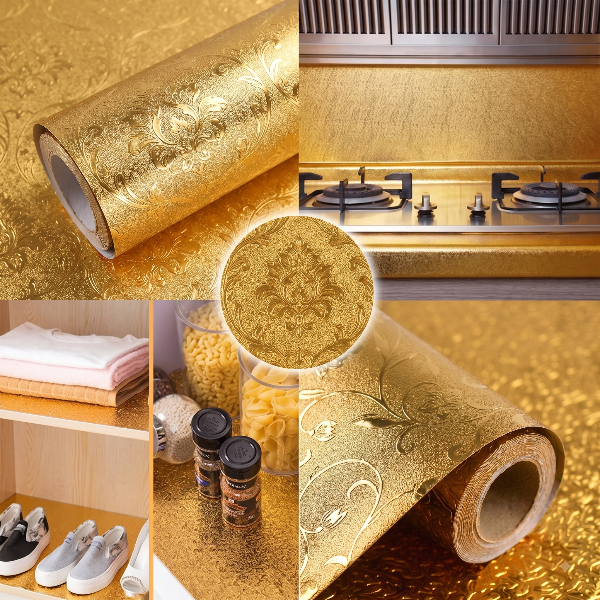 Self Adhesive Golden Flower Marble Sheet