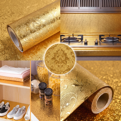 Self Adhesive Golden Flower Marble Sheet