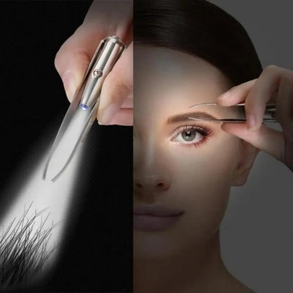 Stainless Steel LED Lighted Eyebrow Tweezer