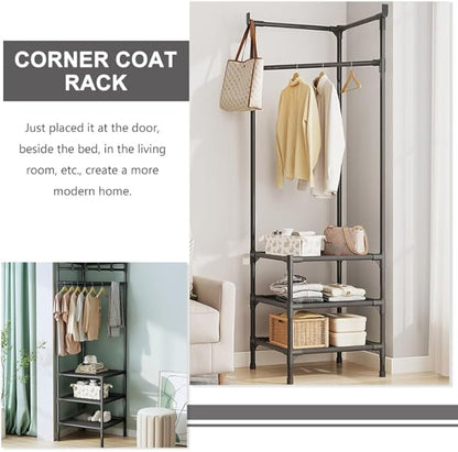 Corner Coat Rack With Mlti Storage Shelf Cabinet