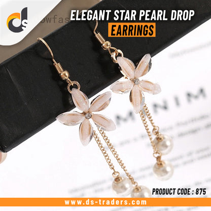 Elegant Star Pearl Drop Earrings