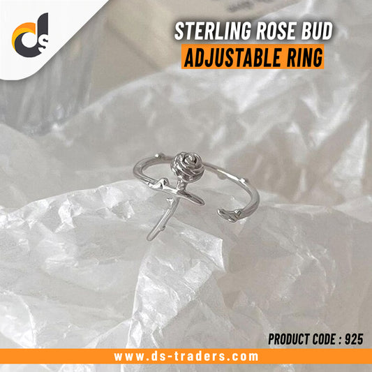 Sterling Rose bud Adjustable Ring