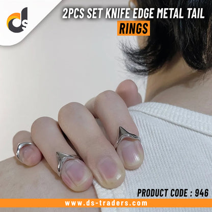 2Pcs Set Knife Edge Metal Tail Ring