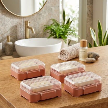 4PCS Self Draining Soap Storage Case