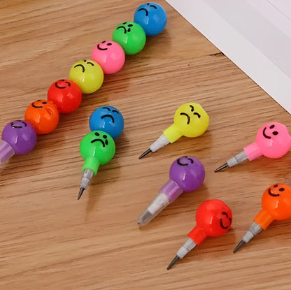 Smiley Gift Pencil & Marker Set – 10 Colorful Faces (Set of 2)