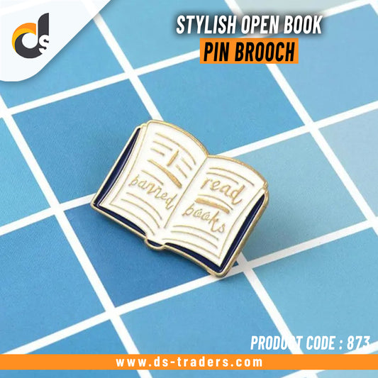 Stylish Open Book Pin Brooch