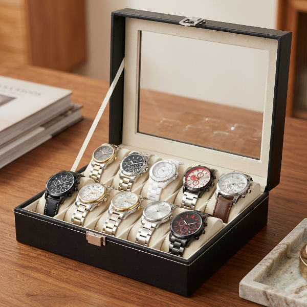 12 Slot Leather Watch Organizer Box