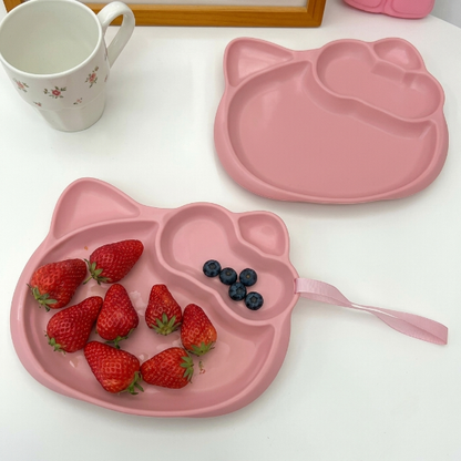 2Pcs Kitty Plate Set with Fork & Spoon
